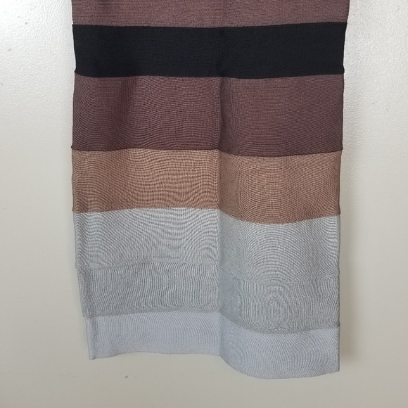 HERVE LEGER Multicolored Striped Bandage Dress Criss Cross Halter Neck US S - Picture 3 of 13